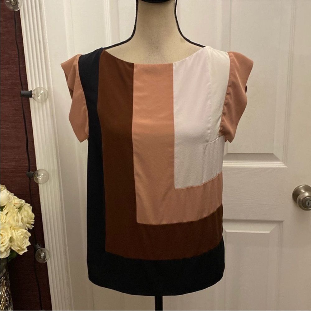 Diane Von Furstenberg Multicolor Block silk Blouse, XS